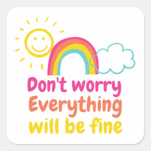 Lovely Rainbow, Sun and Cloud   Square Sticker