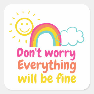 Lovely Rainbow, Sun and Cloud   Square Sticker