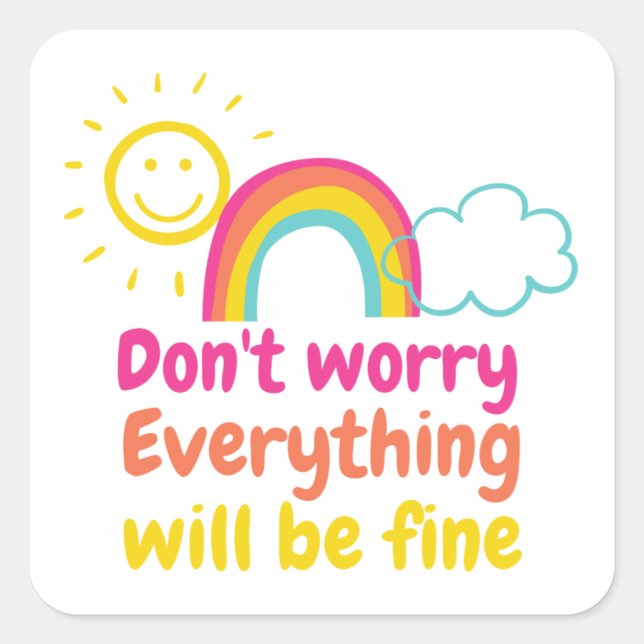 Lovely Rainbow, Sun and Cloud   Square Sticker (Front)