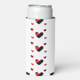 Lovely red and black hearts pattern seltzer can cooler