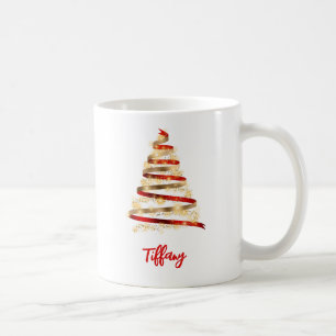 Lovely Red and Gold Christmas Tree Coffee Mug