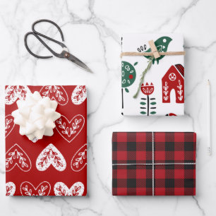 Lovely Red Christmas Holiday Gift Wrapping Paper