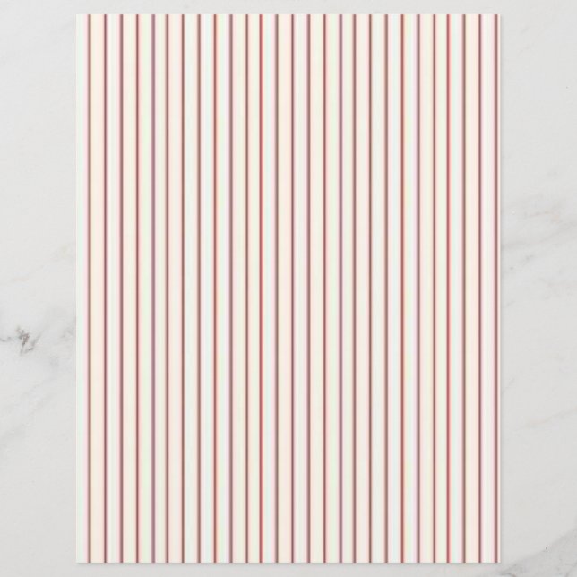 Lovely Red Cream Stripe Scrapbook Paper (Front)