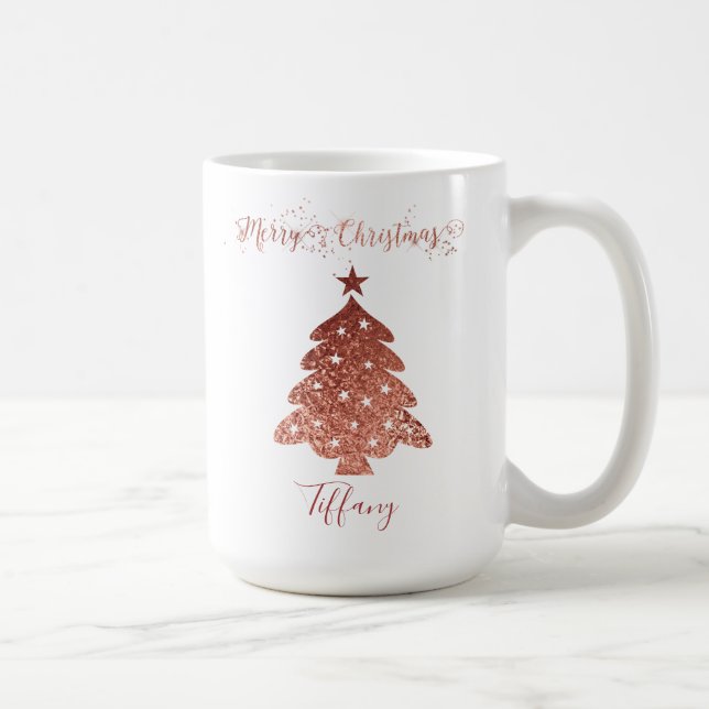 Lovely Red Faux Foil Christmas Tree Theme Coffee Mug (Right)