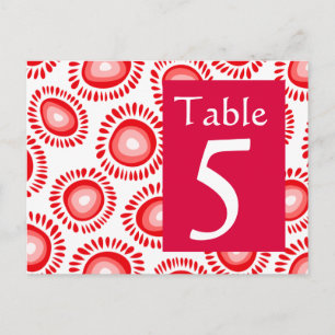 Lovely red funky flower Table Number Postcard
