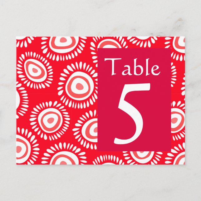 Lovely red funky flower Table Number Postcard (Front)