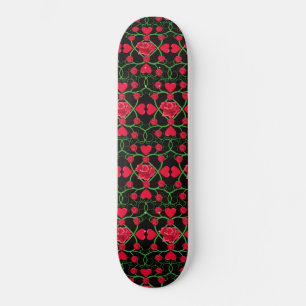 Lovely Red Hearts Roses Black Cute Valentines Day Skateboard