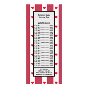 Lovely Red Hearts Valentines Day White Lines Love Rack Card
