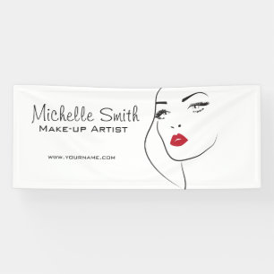 Lovely red lips make up artist branding banner