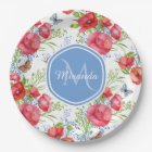 Lovely Red Poppies With Blue Butterflies and Name