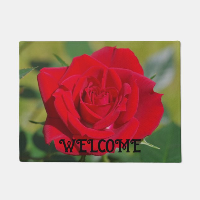 Lovely Red Rose Door Mat (Front)