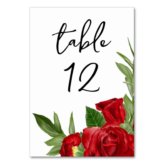 Lovely Red Table Number (Front)