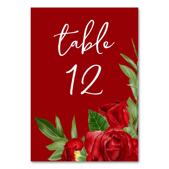Lovely Red Table Number (Front)