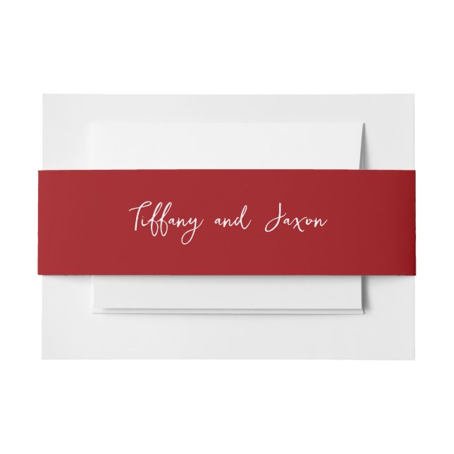 Lovely Red Text of Your Choice Invitation Belly Band (Front Example)