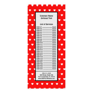 Lovely Red White Hearts Cute Valentines Day Love Rack Card
