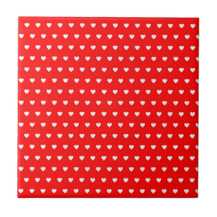 Lovely Red White Hearts Cute Valentines Day Love Tile