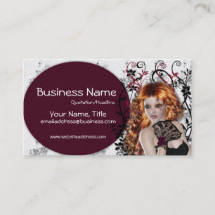 Lovely Redhead Lady - Fantasy Business Cards