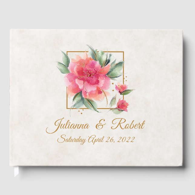Lovely Rose garden budget  wedding Guest Book (Front)