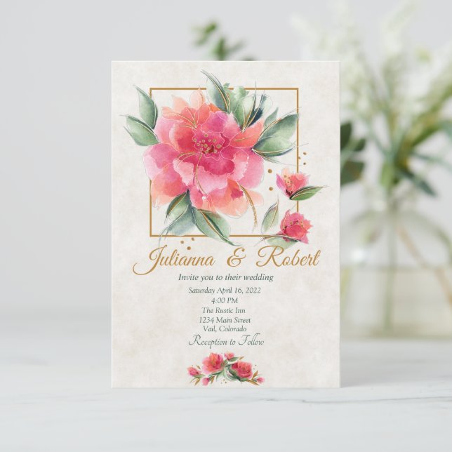 Lovely Rose garden budget wedding Invitation (Standing Front)