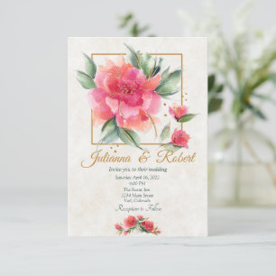Lovely Rose garden budget wedding Invitation