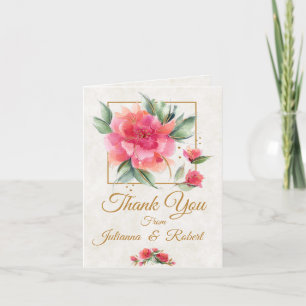 Lovely Rose garden budget wedding Thank You Card