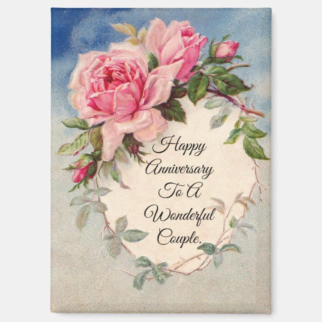 Lovely Roses Anniversary Magnet (Front)