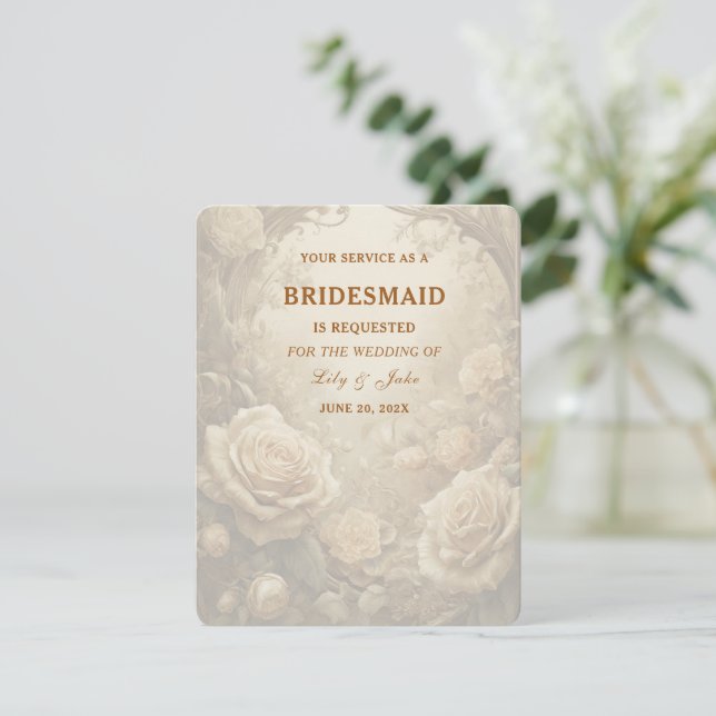 Lovely Rose's Bridesmaids Invitation (Standing Front)
