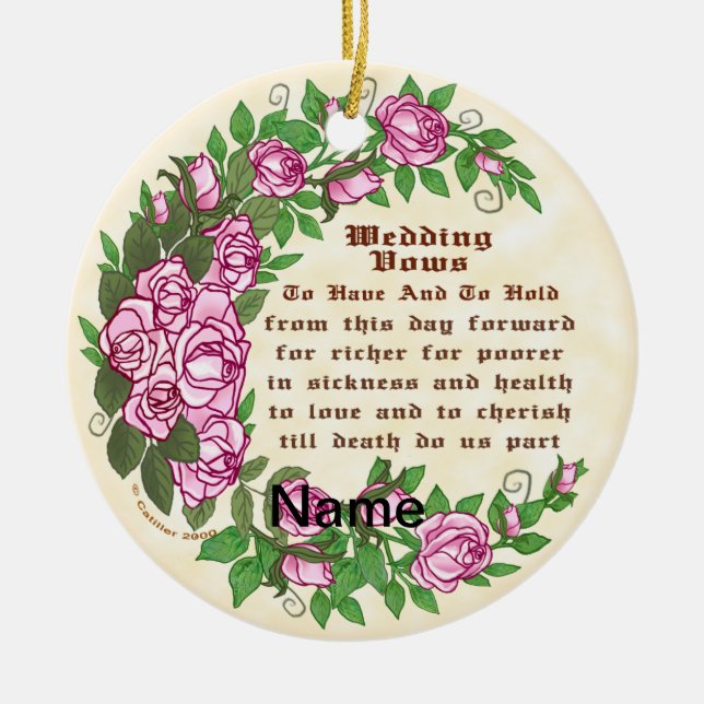 Lovely Roses custom Wedding Vows Ornament (Front)