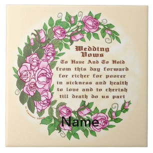 Lovely Roses custom Wedding Vows Tile