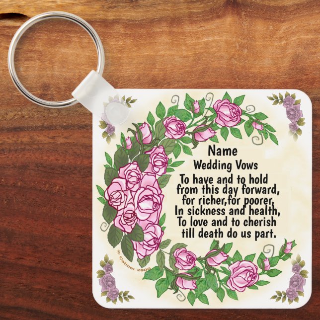 Lovely Roses Wedding Vows keychains (Front)