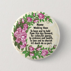 Lovely Roses Wedding Vows  pin button