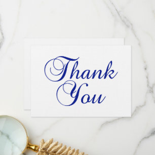 Lovely Royal Blue Calligraphy Script Thank You Card