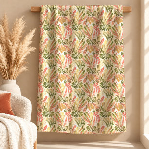 Lovely Rustic Abstract Floral Terracotta Blanket