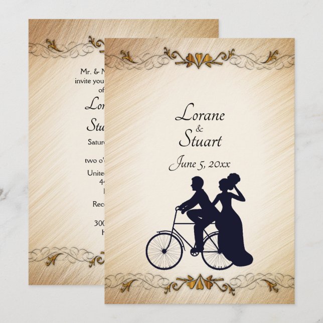 Lovely Rustic Bicycle Wedding Theme  Invitation (Front/Back)
