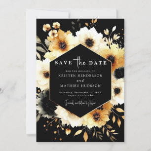 Lovely Rustic Gold and Black Wedding Save The Date