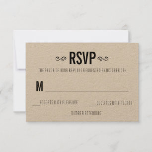 Lovely Rustic Kraft Wedding RSVP Invitation