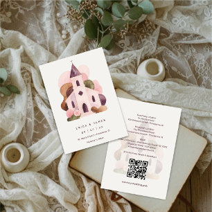 Lovely Rustic Pink Tones Church Wedding Invitation