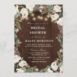 Lovely rustic winter bridal shower invitation