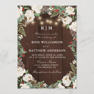 Lovely rustic winter wedding invitation