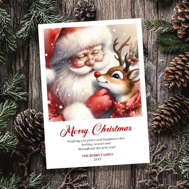 Lovely Santa And Rudolph Festive Christmas Greetin Holiday Card (Lovely Santa And Rudolph Festive Christmas Greeting Card)