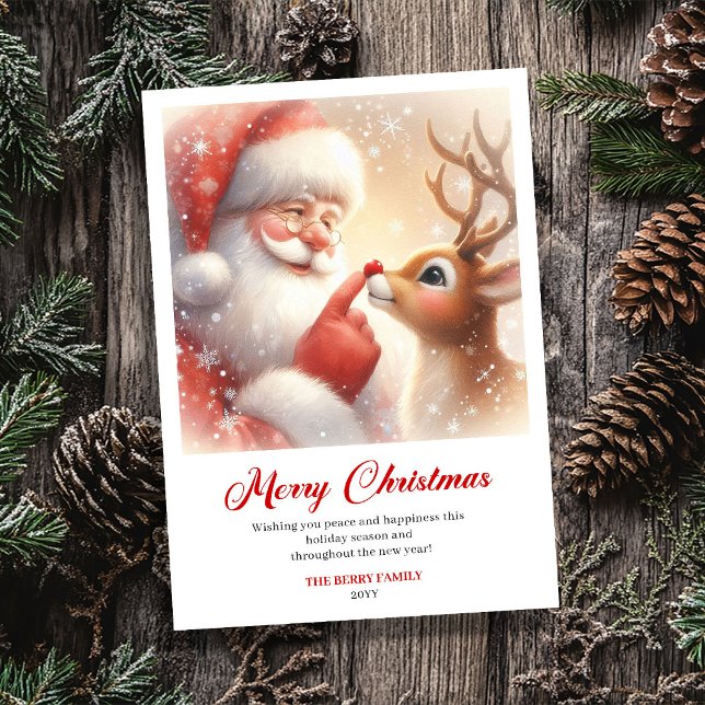 Lovely Santa And Rudolph Vintage Holiday Greeting  (Lovely Santa And Rudolph Vintage Holiday Greeting Card)
