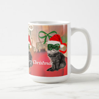 Lovely santa cat with santa hat coffee mug