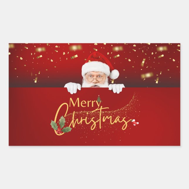 Lovely Santa Claus Merry Christmas  Rectangular Sticker (Front)