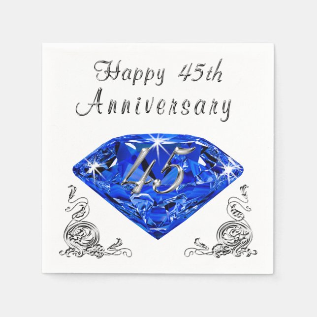 Lovely Sapphire 45th Wedding Anniversary Napkins (Front)