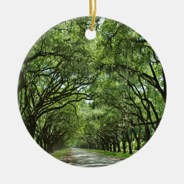 Lovely Savannah Georgia Ceramic Tree Decoration (Front)