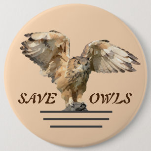 Lovely Save Owls Pin Button