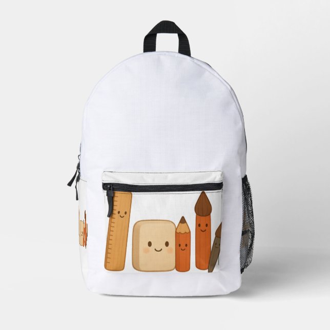 Lovely School Tools – Cute Transparent  Printed Backpack (Front)