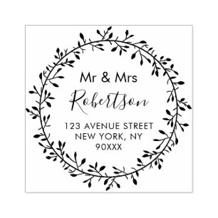 lovely script address rubber stamp