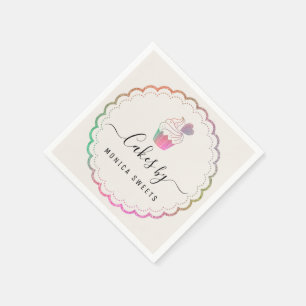lovely script bakery business napkins