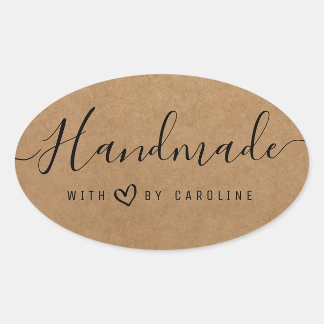 lovely script Handmade business Heart Sticker (Front)